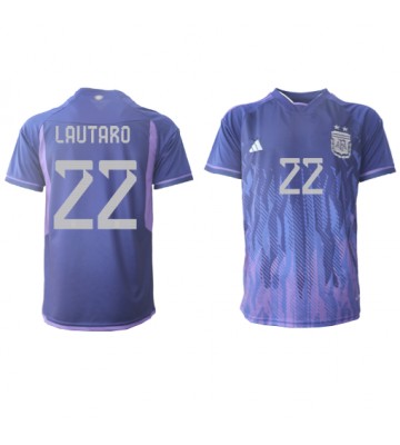 Argentyna Lautaro Martinez #22 Koszulka Wyjazdowych MŚ 2022 Krótki Rękaw